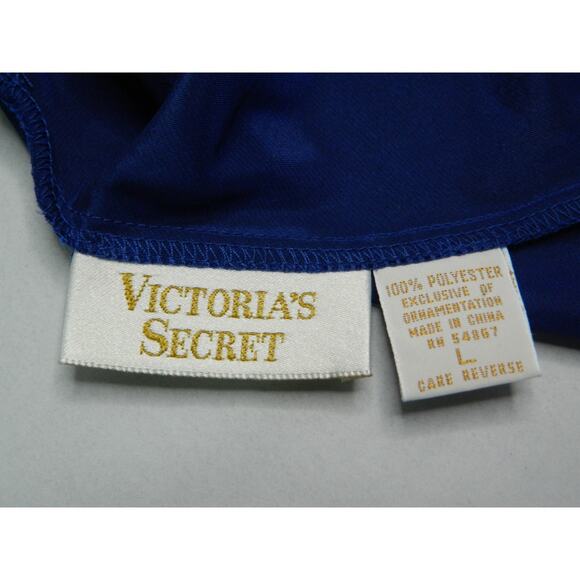 Victoria Secret Gold Label Sz L lace tank top lingerie blue/black - Picture 6 of 7